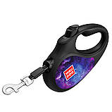 Повідець-рулетка для собак WAUDOG R-leash, малюнок "NASA21", M, до 25 кг, 5 м, світловідбиваюча стрічка чорний, фото 5