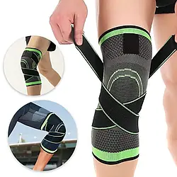 Бандаж еластичний колінного суглоба для спорту KNEE SUPPORT WN-26, Зелений L / Фіксатор колінного суглоба