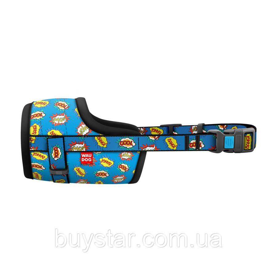 Намордник для собак WAUDOG Nylon, малюнок "ВАУ", пластиковий фастекс, розмір №4, О 35-43 см, фото 1