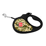Повідець-рулетка для собак WAUDOG R-leash, малюнок "Мілітарі", M, до 25 кг, 5 м, світловідбиваюча стрічка, фото 4