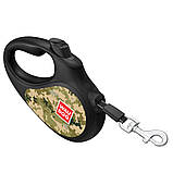 Повідець-рулетка для собак WAUDOG R-leash, малюнок "Мілітарі", M, до 25 кг, 5 м, світловідбиваюча стрічка, фото 6