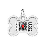 Адресник для собак і котів металевий WAUDOG Smart ID з QR паспортом, малюнок "Бетмен лого", кістка, Д 40 мм, Ш, фото 4