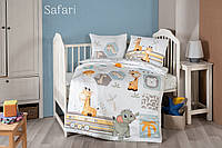 Комплект постільної білизни в дитячу кроватку з сатину 3D 100*150 ТМ First Сhoice safari