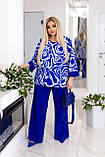 Літній яскравий жіночий брючний костюм-двійка батал: блузка + штани (р.50-60). Арт-4690/28, фото 7