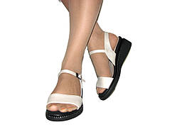 Жіночі Бежеві босоніжки на танкетці розмір 36 37 38 39