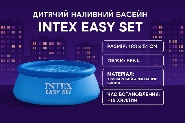 Наливной бассейн Intex Easy Set 183×51 см (886 л) — для детей и всей семьи, арт. 28101