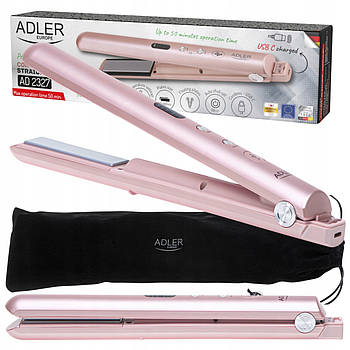 Утюжок для волос Adler AD 2327 — беспроводной, USB-зарядка, керамические пластины, дорожный