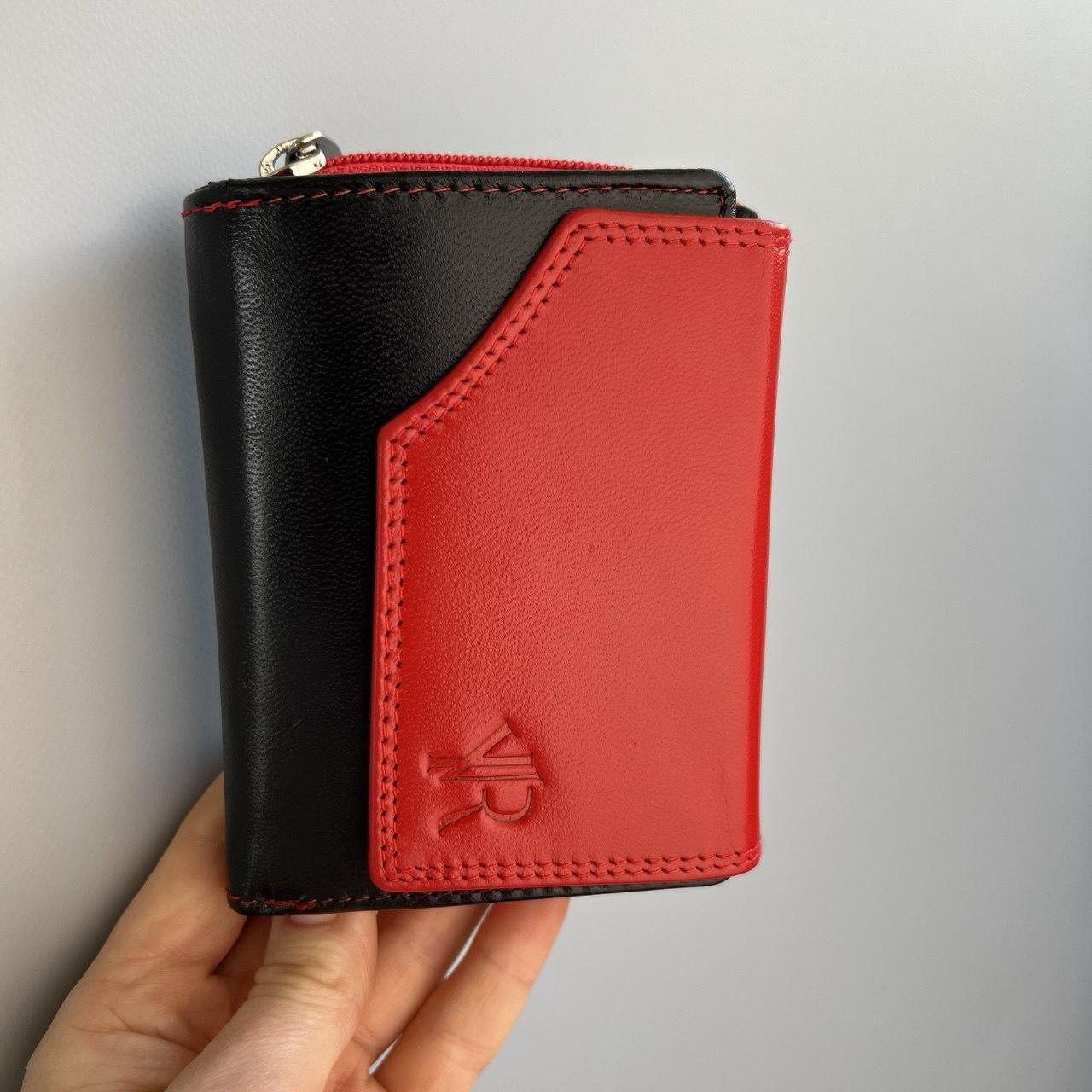 БРАК!!! УЦІНКА!!! Гаманець жіночий шкіряний Rovicky 1509 GOAN маленький червоно-чорний