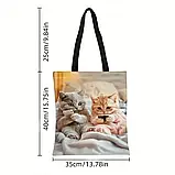 Велика сумка-шопер із принтом милих кошенят, 40/35 см, фото 2