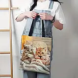 Велика сумка-шопер із принтом милих кошенят, 40/35 см, фото 5