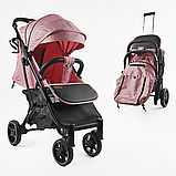 Коляска прогулянкова дитяча JOY Livvi (футкавер, підсклянник, кошик) LV-06341 Рожева, фото 3