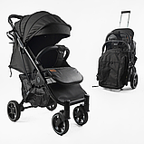 Коляска прогулянкова дитяча JOY Livvi (футкавер, підсклянник, кошик) LV-08160 Чорна, фото 3