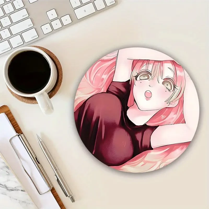 Круглий килимок для миші з дизайном аніме, діаметр 20 см, фото 1