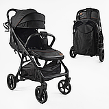 Коляска прогулянкова дитяча JOY Geneva (підсклянник, телескопічна ручка) GN-91378 Чорна, фото 3
