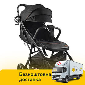 Коляска прогулянкова дитяча JOY Geneva (підсклянник, телескопічна ручка) GN-91378 Чорна