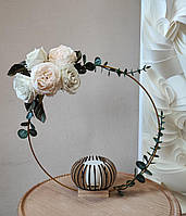 Золоте металеве кільце (30см) для декору з дерев'яною основою