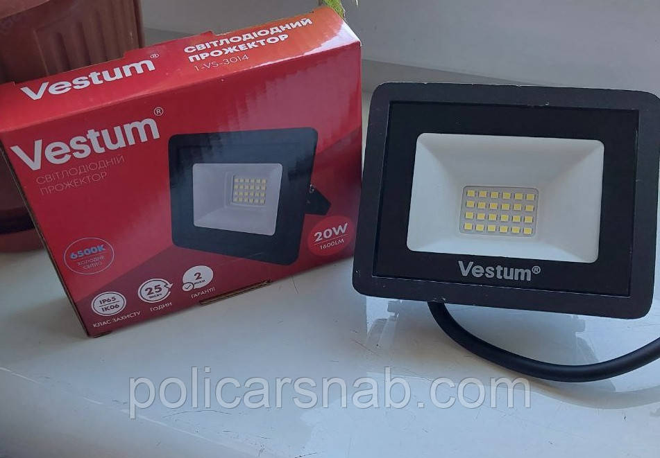 Світлодіодний прожектор VESTUM 20W 6500K 180-260V IP65 1-VS-3014 вуличний світильник Led освітлення 260V