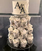 Подставка для капкейков и торта, акрил 3мм, 4 яруса (диаметр 20-25-30-35) межярусами 12см