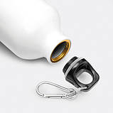 Пляшка для води алюмінієва з карабіном TRANSIT 400 мл біла, фото 3