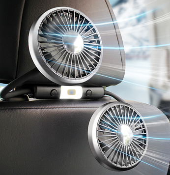 Автомобільний вентилятор з підсвіткою / Вентилятор на підголівник авто / Охолоджуючий вентилятор для машини