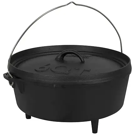 Казан Bo-Camp Dutch Oven Cast Iron 31 cm/5 L | Чавунний підвісний казанок з кришкою для приготування їжі на вогні, фото 1