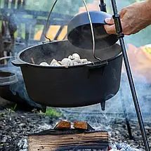 Казан Bo-Camp Dutch Oven Cast Iron 31 cm/5 L | Чавунний підвісний казанок з кришкою для приготування їжі на вогні, фото 4
