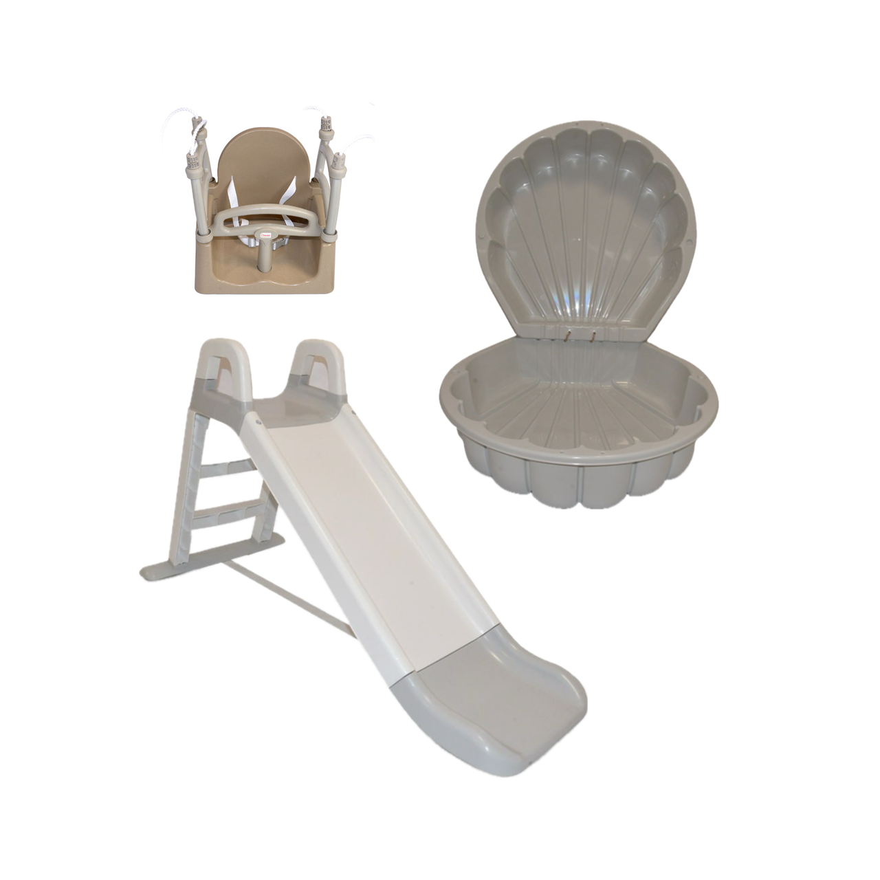 НАБІР Маленька пластикова гірка, гойдалка і пісочниця-мушля ТМ Doloni, фото 1