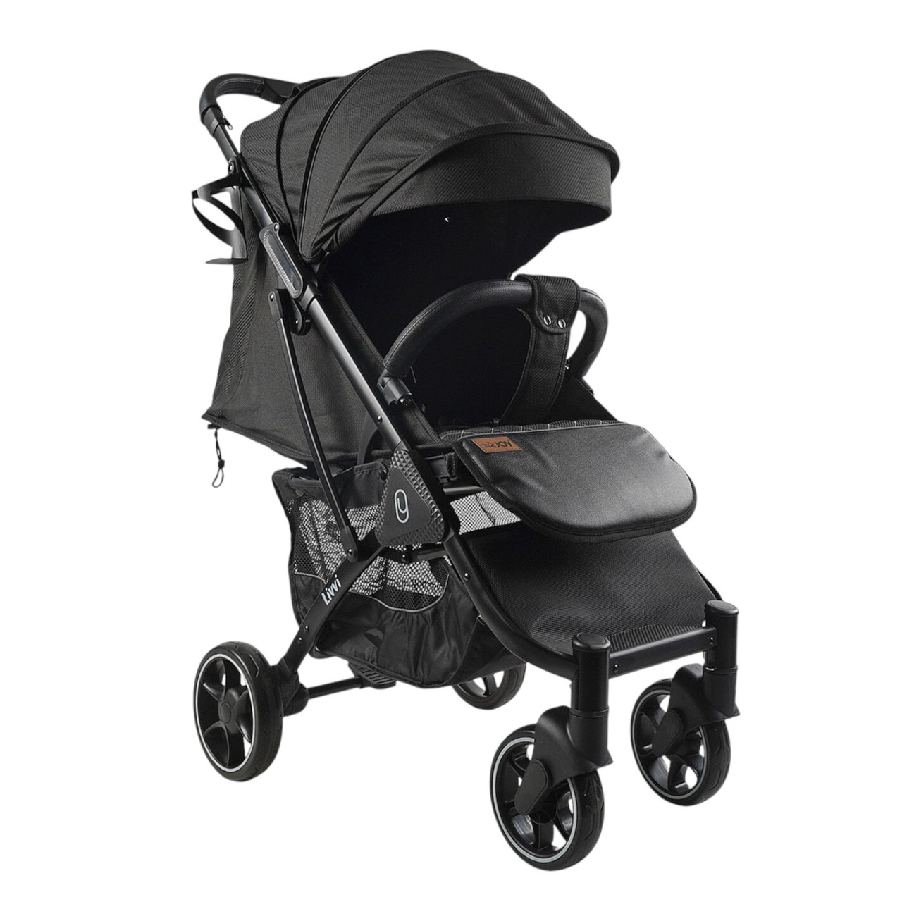 Коляска прогулянкова дитяча JOY Livvi (футкавер, підсклянник, кошик) LV-08160 Чорна