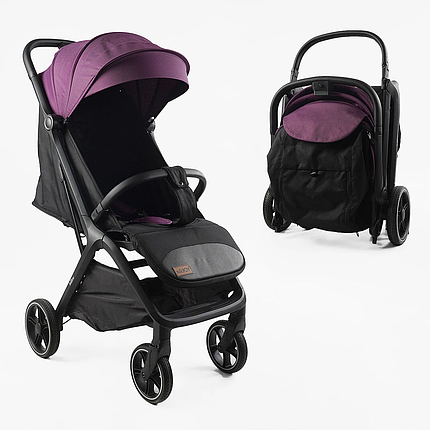 Коляска прогулянкова дитяча JOY Willow (футкавер, підсклянник, телескопічна ручка) WL-65316 Фіолетова, фото 2