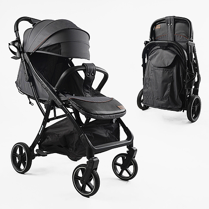 Коляска прогулянкова дитяча JOY Geneva (підсклянник, телескопічна ручка) GN-53277 Темно-сіра, фото 2