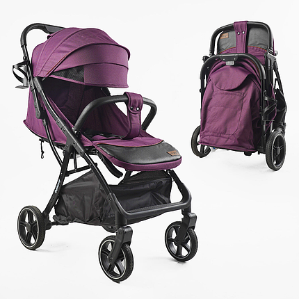 Коляска прогулянкова дитяча JOY Geneva (підсклянник, телескопічна ручка) GN-42285 Фіолетова, фото 2
