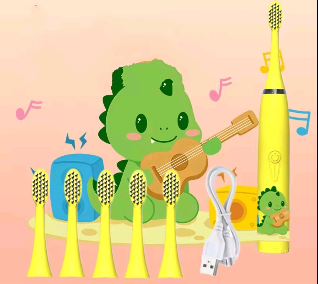 Електрична зубна щітка дитяча USB, 6 насадки, фото 1