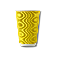 Гофрований стакан, хвиля, жовтий 250 мл d 75  (20шт/пак/700) 062500013