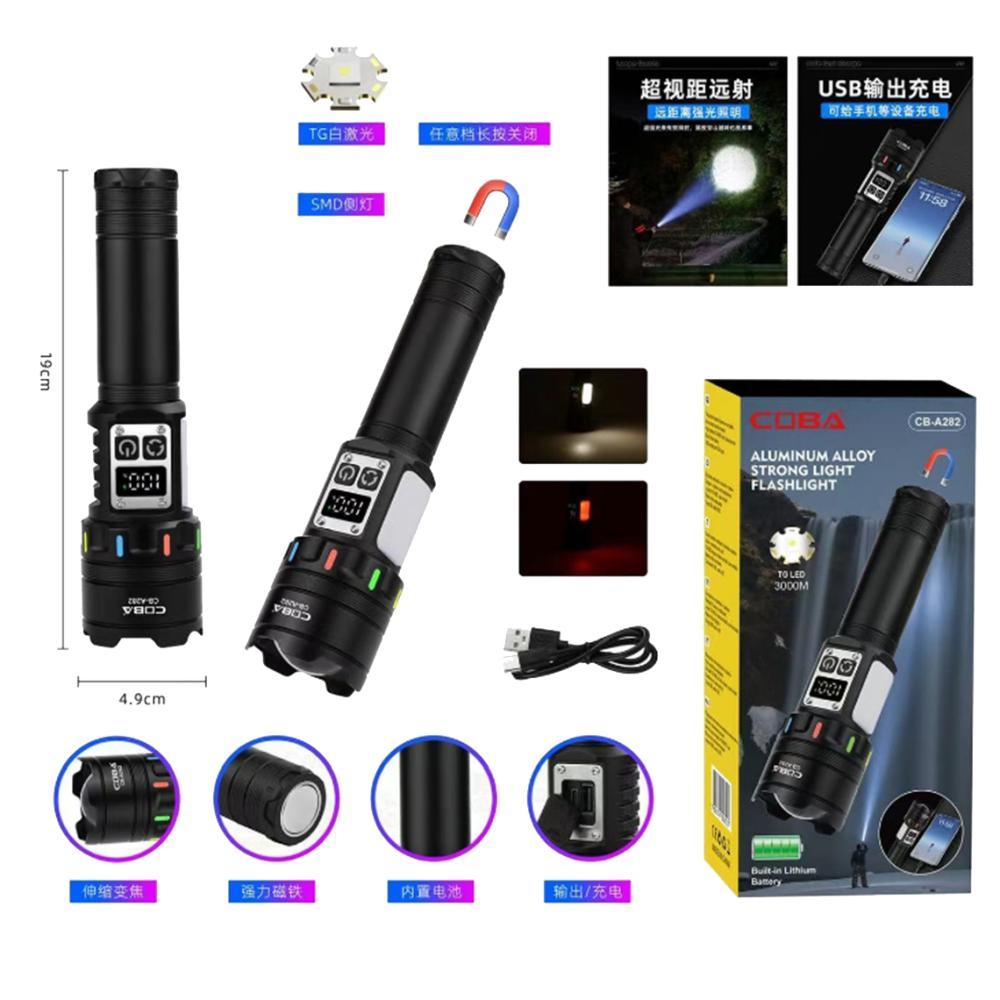 Ліхтар NIGHT VISION FLUORESCENCE CB-A282-TG+COB, Li-Ion акум., power bank, ЗУ Type-C, магніт, zoom, Box