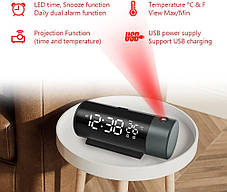 LUMIAX FJ1006A Цифровий проєкційний будильник із температурою обертання на 180° USB Електронні настільні прик, фото 4