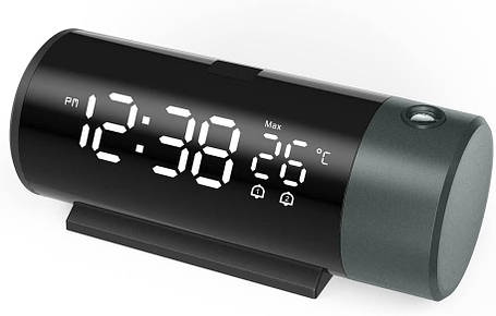 LUMIAX FJ1006A Цифровий проєкційний будильник із температурою обертання на 180° USB Електронні настільні прик, фото 1
