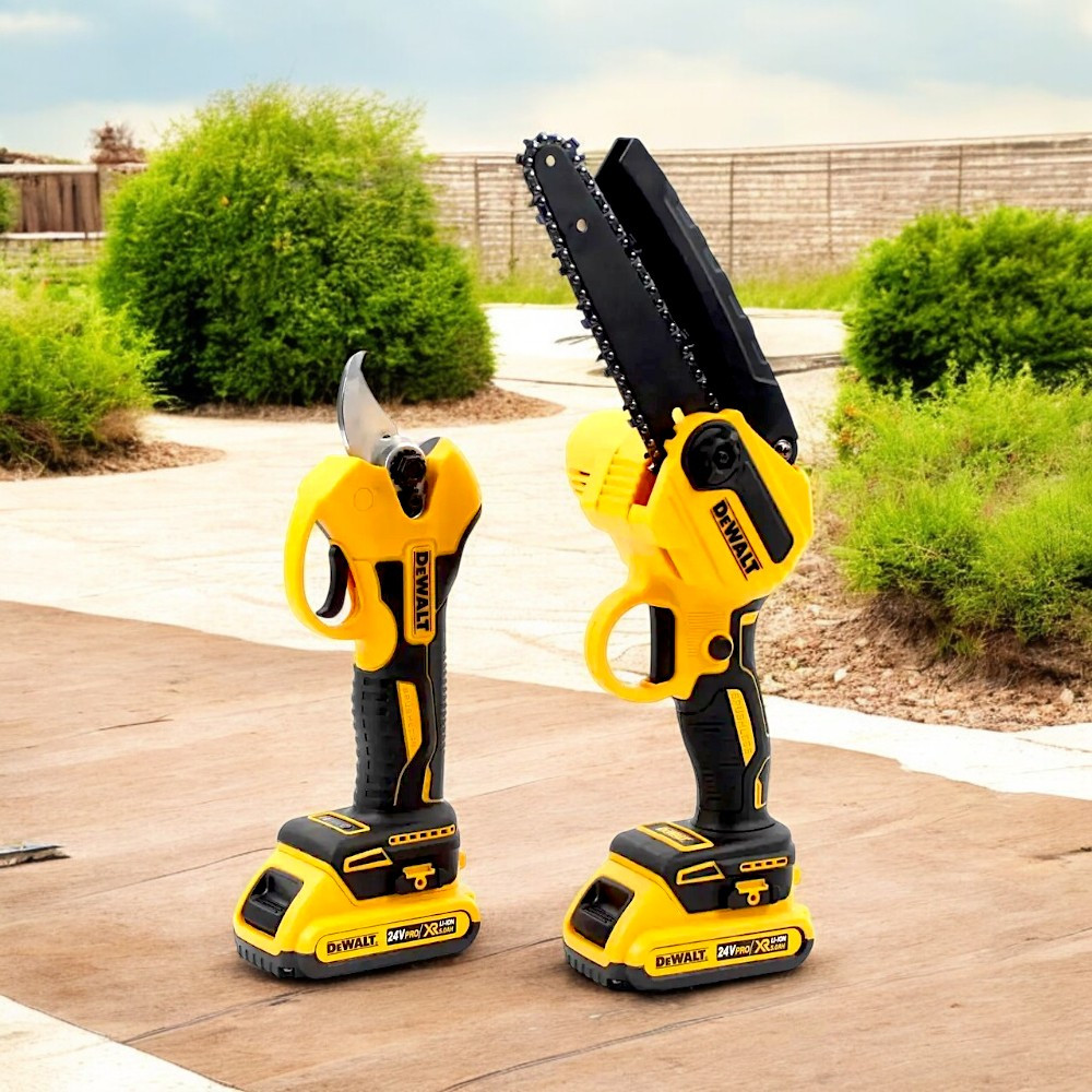 Набір садових інструментів акумуляторний DeWalt Набір інструментів 2в1 Секатор DCMPP550P1 + Мініпила DCM160N Деволт