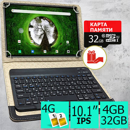 Планшет телефон Samsung Galaxy Tab Q10 Ultra LTE metal 4/32 DUAL SIM 10.1" IPS+Чохол з Bluetooth Клавіатурою і Карта пам'яті 32GB, фото 1