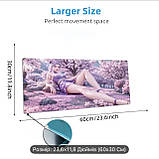 Великий килимок для миші з дизайном дівчини аніме у квітучих сакурах, розмір 60/30, фото 3