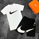 Чоловічий літній костюм Nike Big Swoosh Футболка + Шорти чорний комплект Найк на літо, фото 3