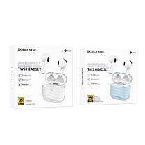 Бездротові навушники вкладки BOROFONE BW85 (Bluetooth 5.4, зарядний кейс, 300 мА·год, сенсорне керування, 4 години роботи) White, фото 5