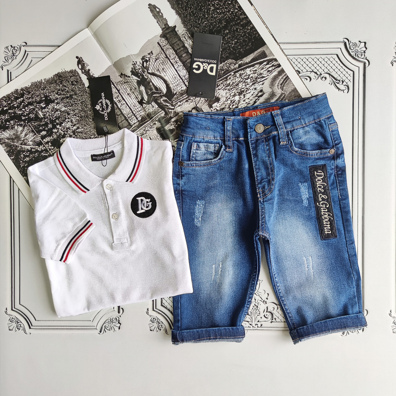 Джинсові підліткові шорти Дольче Габбана, шорти коттонові для хлопчика, фото 1