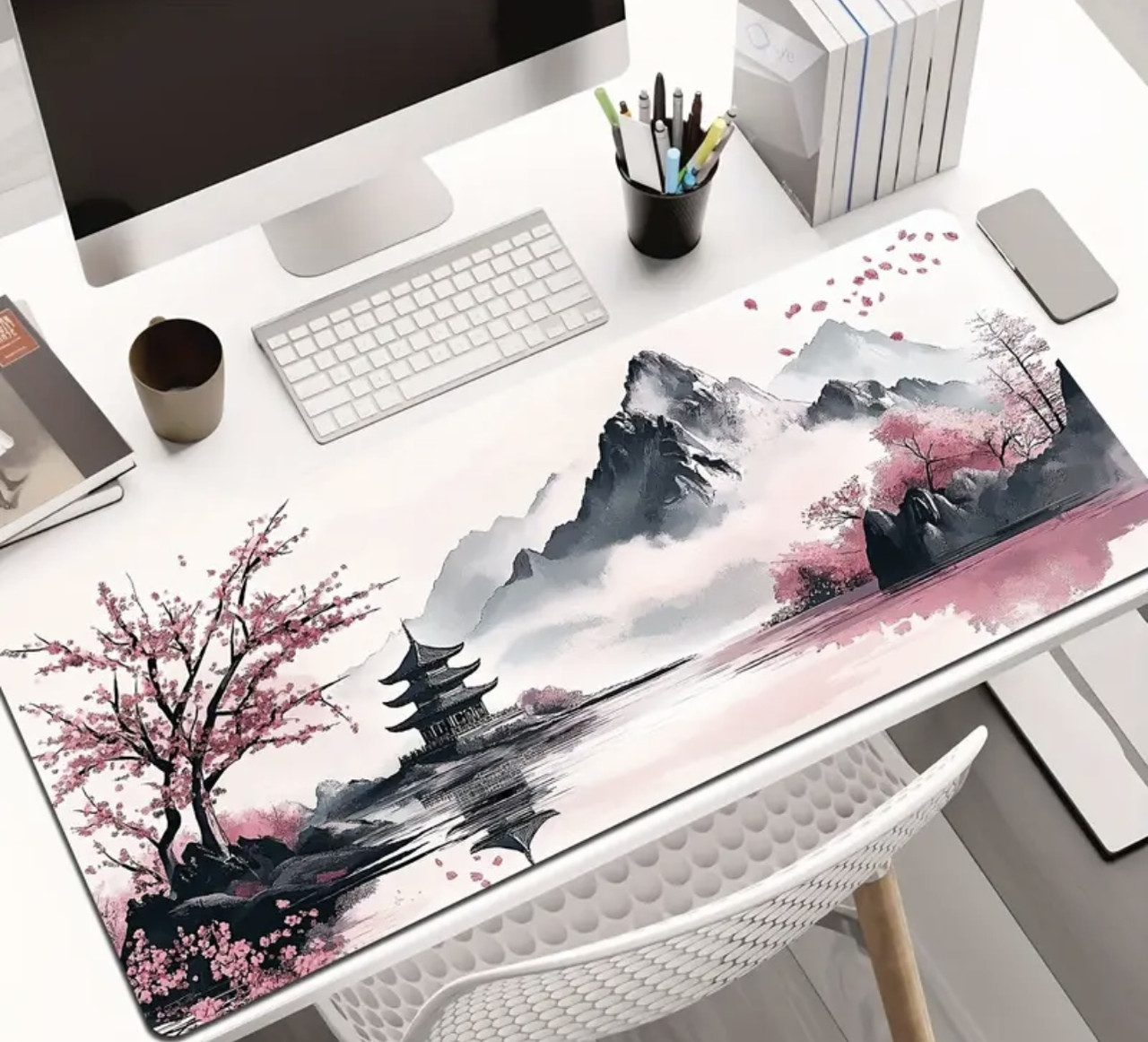 Килимок для миші з дизайном пейзажу гір та озера , розмір 80/30, фото 1