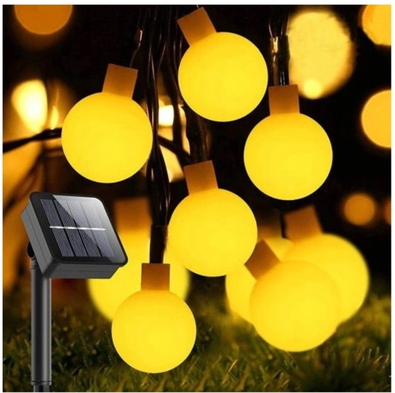 Вулична світлодіодна гірлянда SunLamp Solar 7 метрів 50 LED на сонячній батареї "Молочні кулі", фото 1