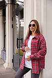 Жіноча сорочка для вагітних стилю oversize в клітинку для майбутніх мам Siena L - XL (46 - 48) Lullababe червоний, фото 9