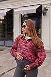 Жіноча сорочка для вагітних стилю oversize в клітинку для майбутніх мам Siena L - XL (46 - 48) Lullababe червоний, фото 10