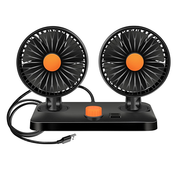 USB вентилятор для авто 5V / Подвійний USB вентилятор в салон автомобіля / Автомобільний вентилятор подвійний 5V