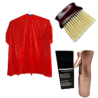 Набір для перукарень пеньюар, кмітливість з дерев'яною ручкою, розпилювач 200 мл