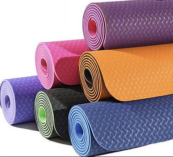 Коврик для фітнесу та йоги TPE+TC 6м Різні кольори