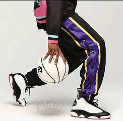 Спортивні штани дитячі чоловічі Лейкерс Lakers NBA тренувальні баскетбольні розминочні на кнопках